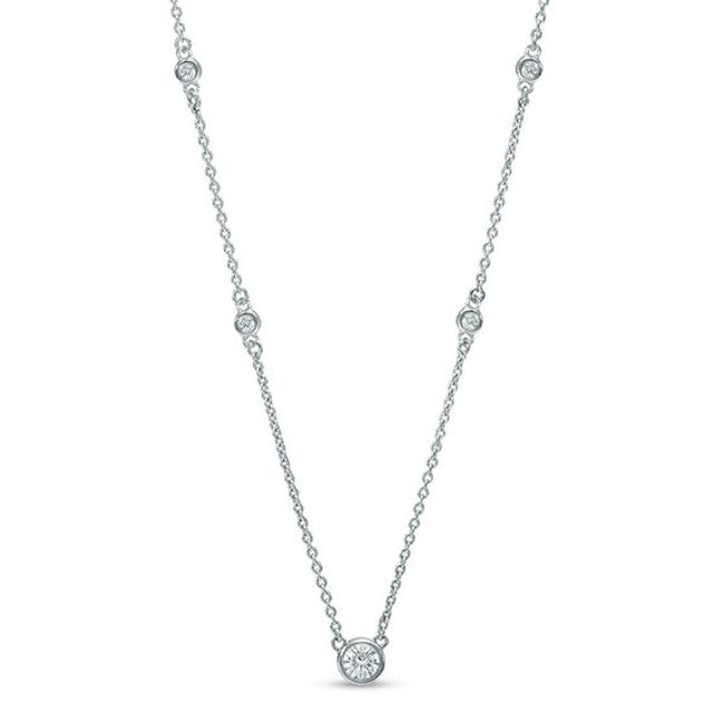 1/4 CT. T.w. Diamond Station Necklace in 10K White Gold