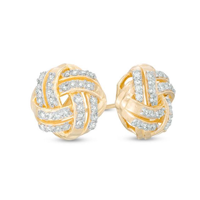 1/3 CT. T.w. Diamond Infinity Love Knot Stud Earrings in 10K Gold