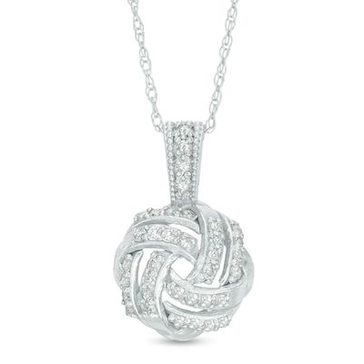 1/5 CT. T.w. Diamond Infinity Love Knot Pendant in 10K White Gold