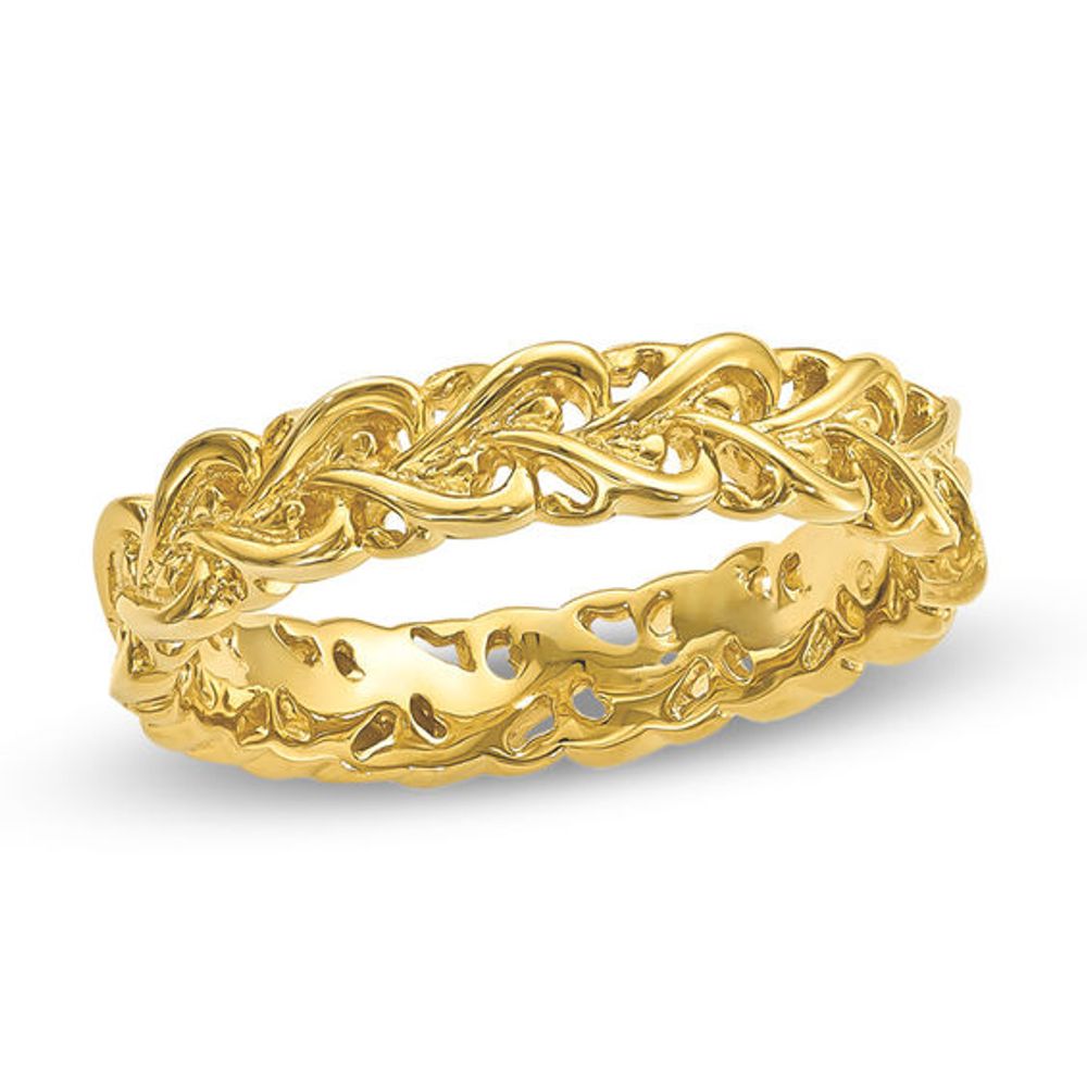 Stackable Expressionsâ¢ 4.5mm Braided Hearts Ring in Sterling Silver with 14K Gold Plate