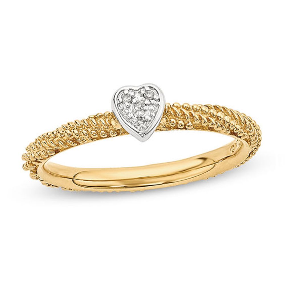 Stackable Expressionsâ¢ Diamond Accent Heart Ring in Sterling Silver with 14K Gold Plate