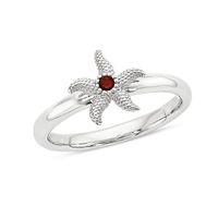 Stackable Expressionsâ¢ 2.0mm Garnet Starfish Ring in Sterling Silver