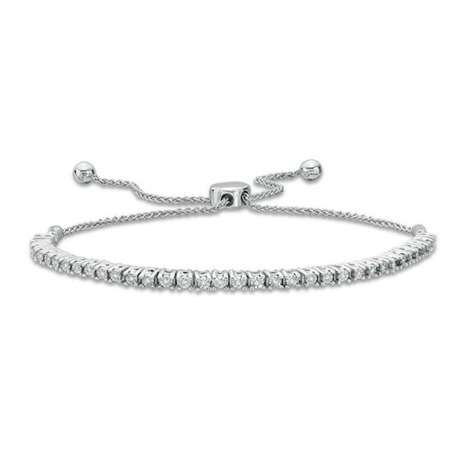 1/10 CT. T.w. Diamond Lined Bolo Bracelet in Sterling Silver - 9.5"