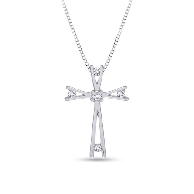 1/10 CT. T.w. Diamond Cross Pendant in 10K White Gold