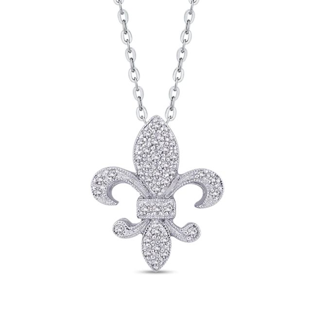 1/8 CT. T.w. Diamond Fleur-de-Lis Pendant in 10K White Gold