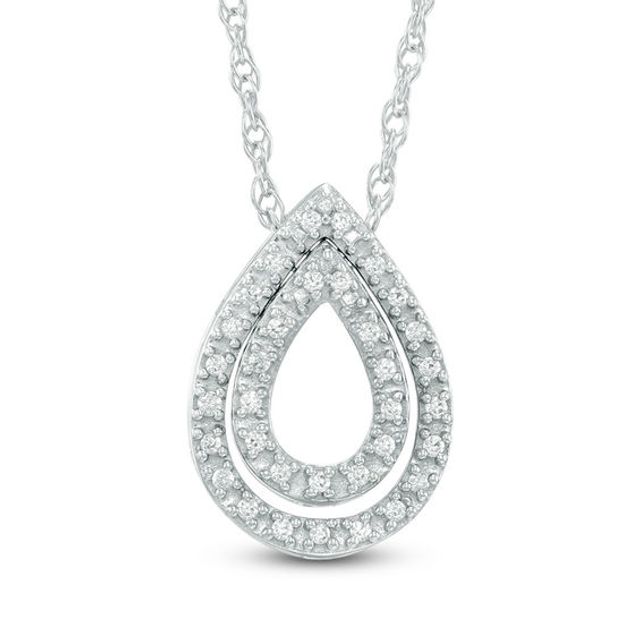 1/10 CT. T.w. Diamond Double Teardrop Pendant in Sterling Silver