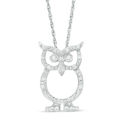 1/15 Ct.t .W. Diamond Owl Pendant in Sterling Silver