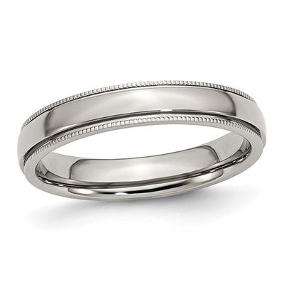 Men's 4.0mm Grooved Wedding Band in Stainless Steel