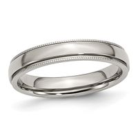 Men's 4.0mm Grooved Wedding Band in Stainless Steel