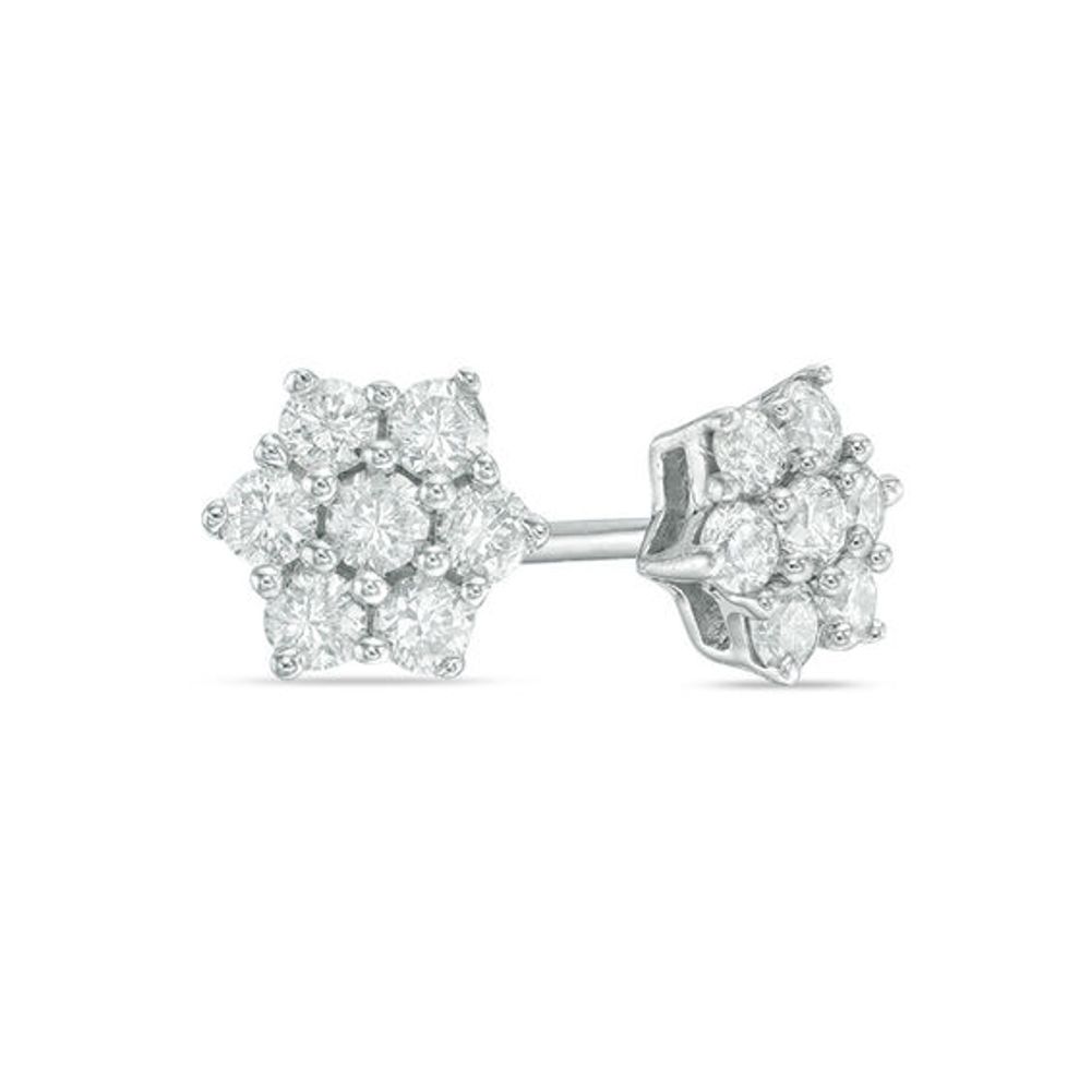 1/ CT. T.w. Diamond Star Stud Earrings in 10K White Gold