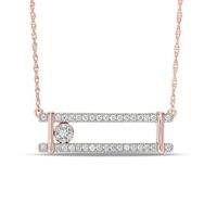 1/2 CT. T.w. Diamond Sliding Open Bar Necklace in 10K Rose Gold - 16"