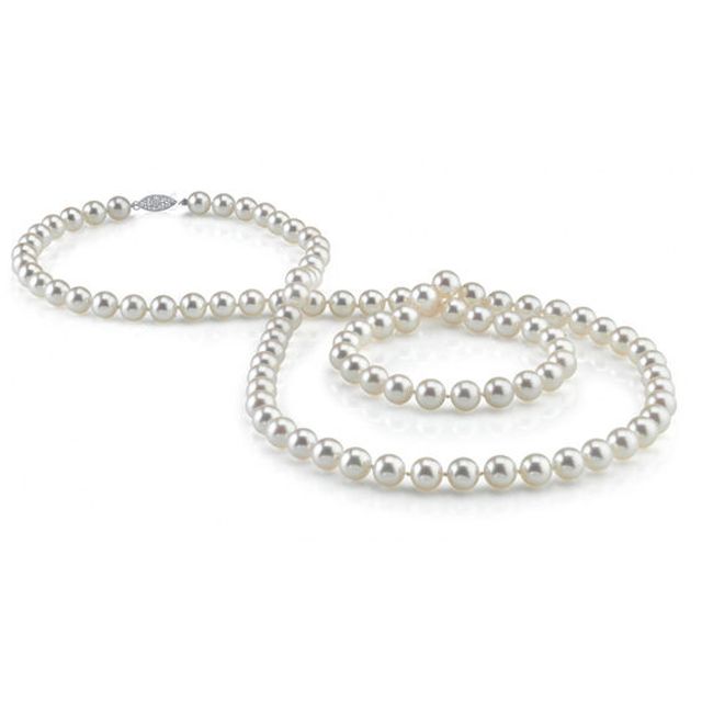 8.0-8.5mm Freshwater Cultured Pearl Strand Necklace with 14K White Gold Clasp-36"