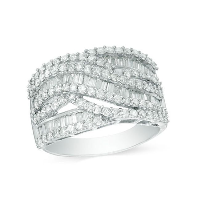 1-1/2 CT. T.w. Diamond Wavy Multi-Row Ring in 10K White Gold