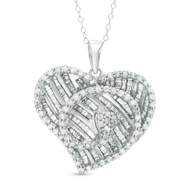 1-1/2 CT. T.w. Diamond Heart Swirl Pendant in 10K White Gold