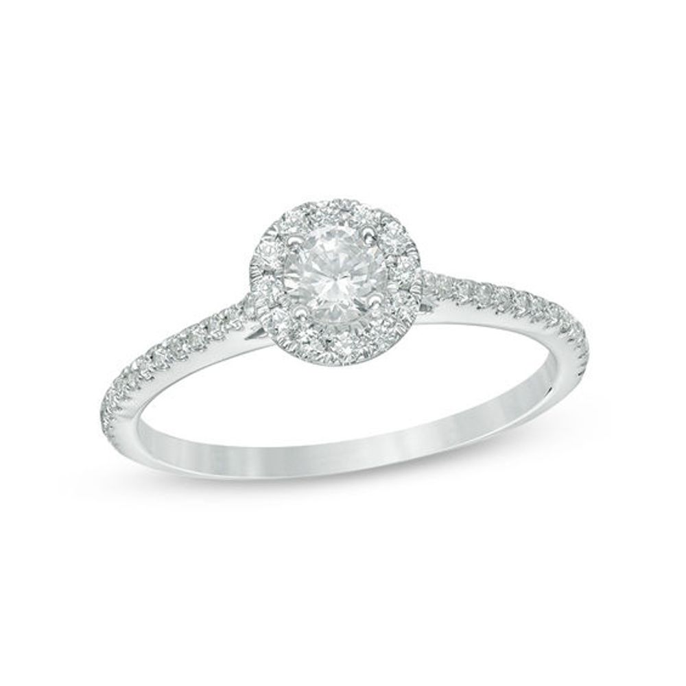 1/2 CT. T.w. Diamond Frame Engagement Ring in 10K White Gold