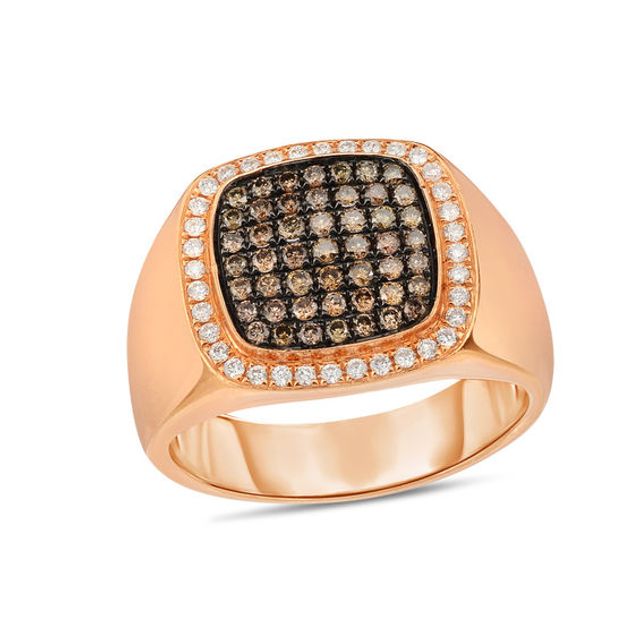 3/4 CT. T.w. Champagne and White Diamond Square Composite Ring in 14K Rose Gold