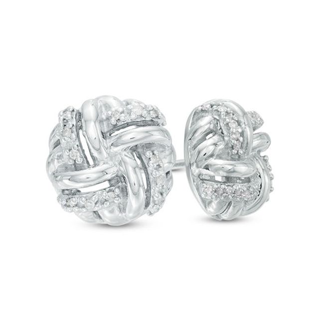 1/10 CT. T.w. Diamond Love Knot Stud Earrings in Sterling Silver