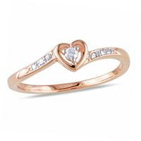 Diamond Accent Heart Promise Ring in Sterling Silver with Rose Rhodium