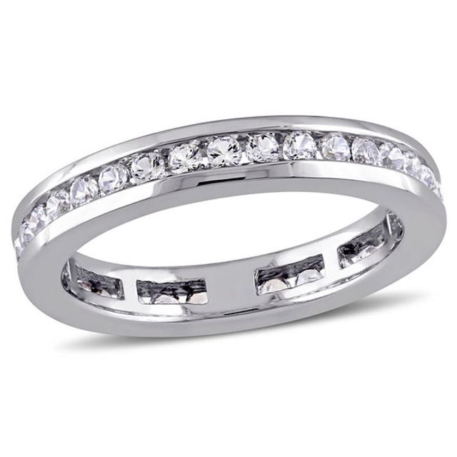 Lab-Created White Sapphire Channel-Set Eternity Band in 10K White Gold