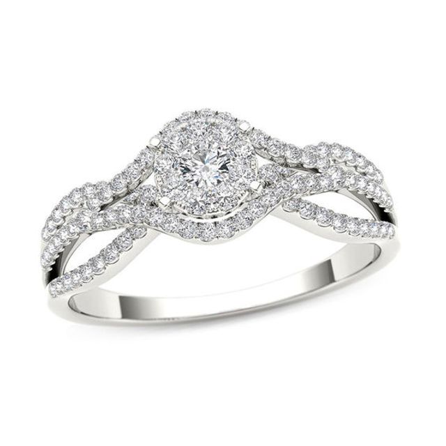 1/2 CT. T.w. Composite Diamond Frame Engagement Ring in 14K White Gold