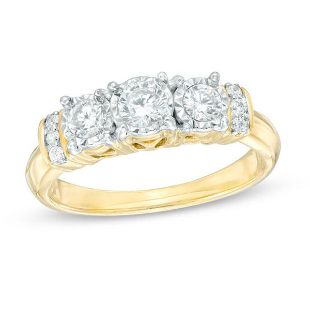 1/2 CT. T.w. Diamond Past Present FutureÂ® Collar Engagement Ring in 10K Gold