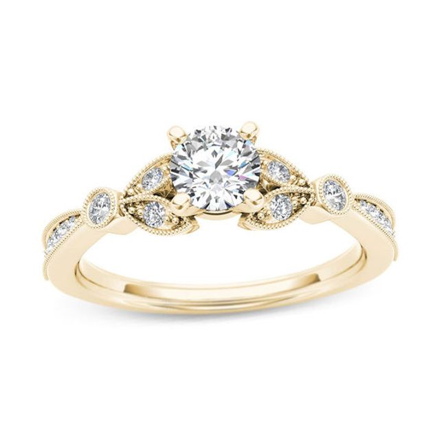 5/8 CT. T.w. Diamond Leaf Vintage-Style Engagement Ring in 14K Gold