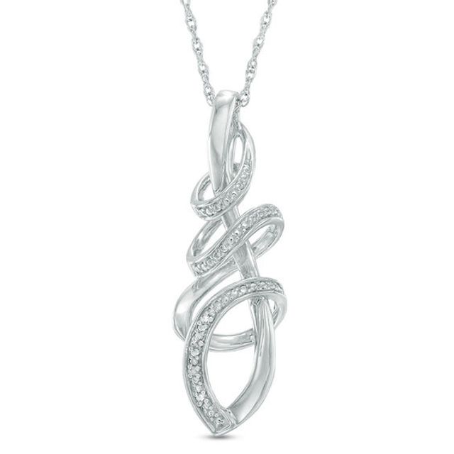 Diamond Accent Twist Pendant in Sterling Silver