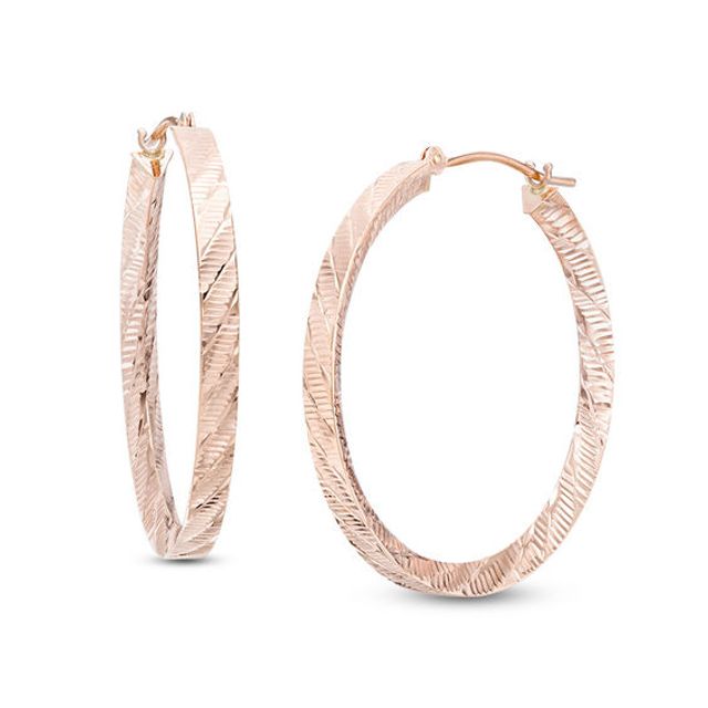 30mm Diamond-Cut Hoop Earrings in 14K Rose Gold