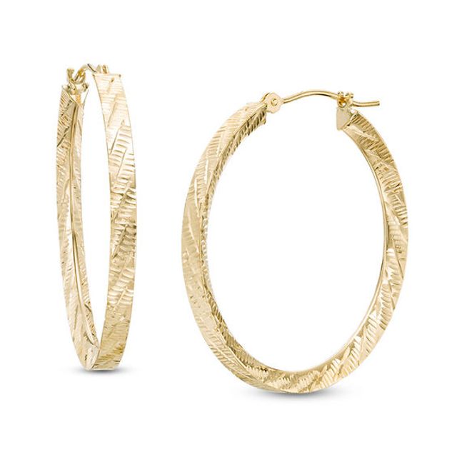 30mm Diamond-Cut Hoop Earrings in 14K Gold