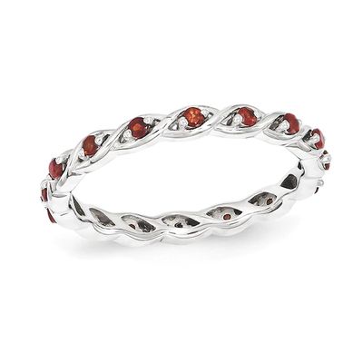 Stackable Expressionsâ¢ Garnet Twist Eternity Style Ring Sterling Silver