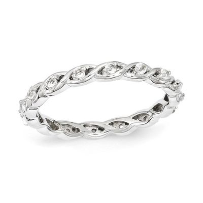 Stackable Expressionsâ¢ White Topaz Twist Eternity Style Ring Sterling Silver