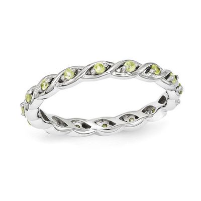 Stackable Expressionsâ¢ Peridot Twist Eternity Style Ring Sterling Silver