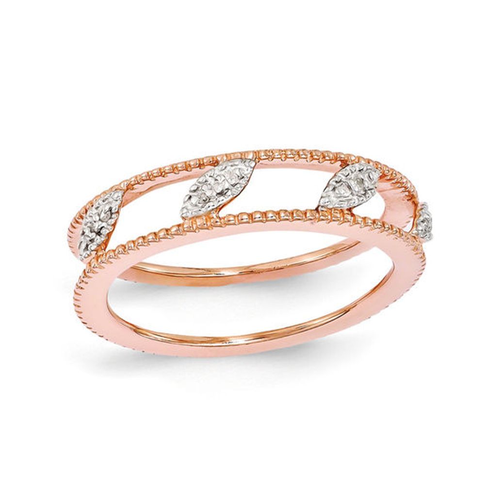 Stackable Expressionsâ¢ Diamond Accent Jacket Ring Sterling Silver with 14K Rose Gold Plate