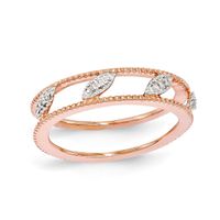 Stackable Expressionsâ¢ Diamond Accent Jacket Ring Sterling Silver with 14K Rose Gold Plate