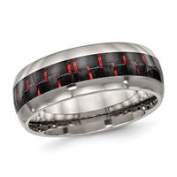 Men's 8.0mm Two-Tone Carbon Fiber Inlay Dome Wedding Band Titanium