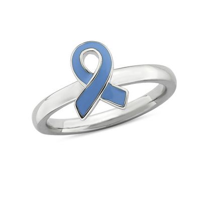Stackable Expressionsâ¢ Blue Enamel Autism Awareness Ribbon Ring Sterling Silver