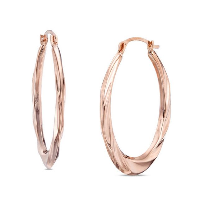 Oval Twisted Hoop Earrings in 10K Rose Gold