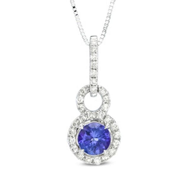 5.0mm Tanzanite and 1/8 CT. T.w. Diamond Pendant in 10K White Gold