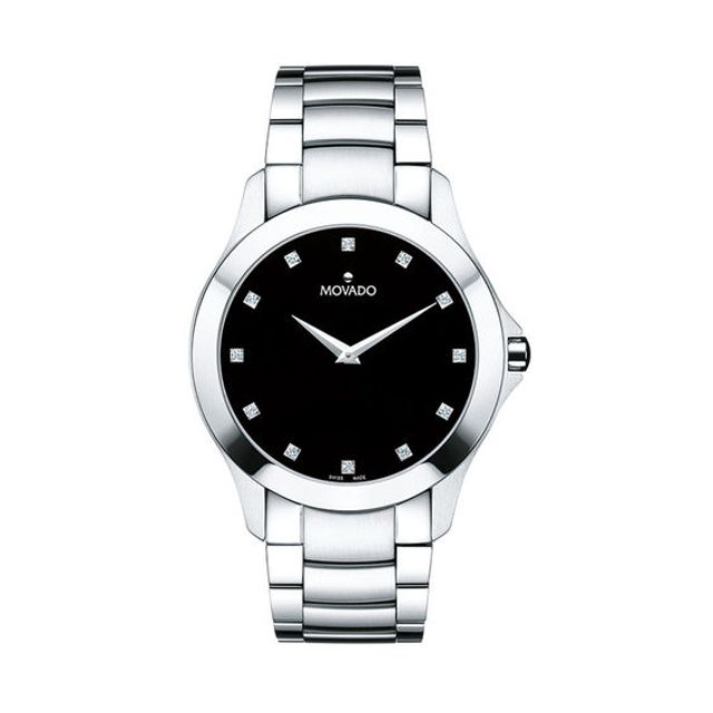 Men's Movado Masinoâ¢ Diamond Accent Watch with Black Dial (Model: 0607036)