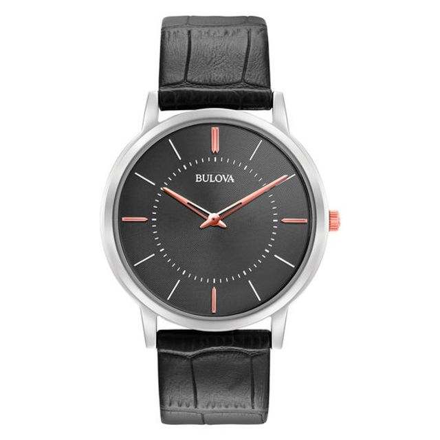 Men's Bulova Classic Strap Watch with Grey Dial (Model: 98A167)