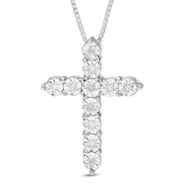 1/10 CT. T.w. Diamond Cross Pendant in Sterling Silver