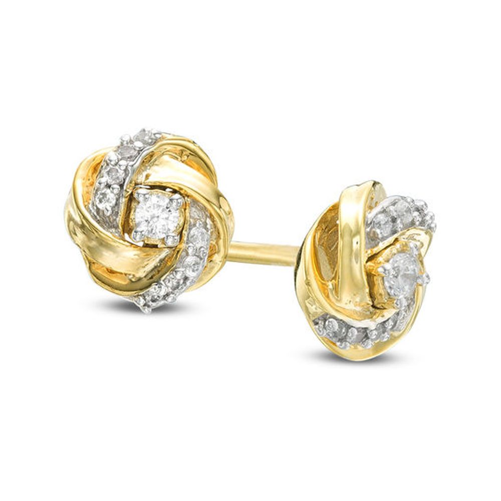 1/8 CT. T.w. Diamond Love Knot Stud Earrings in 10K Gold