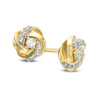 1/8 CT. T.w. Diamond Love Knot Stud Earrings in 10K Gold