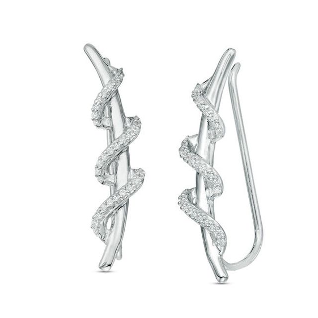 1/5 CT. T.w. Diamond Wrap Crawler Earrings in Sterling Silver