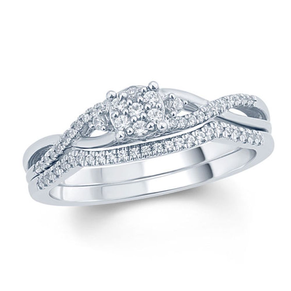 1/4 CT. T.w. Composite Diamond Twist Bridal Set in Sterling Silver