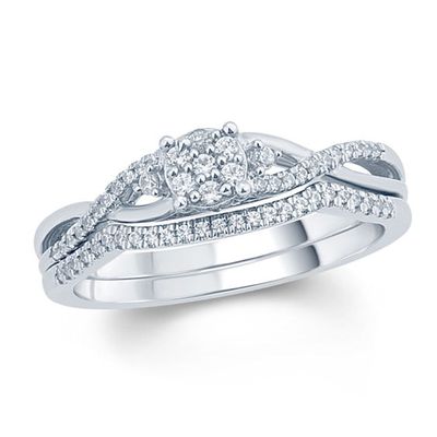 1/4 CT. T.w. Composite Diamond Twist Bridal Set in Sterling Silver