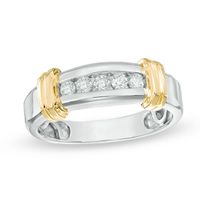 Men's 1/4 CT. T.w. Diamond Five Stone Wedding Band in 10K Two-Tone Gold