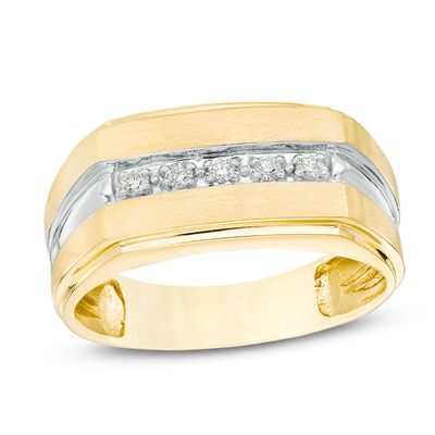 1/10 CT. T.w. Diamond Five Stone Wedding Band in 10K Two-Tone Gold