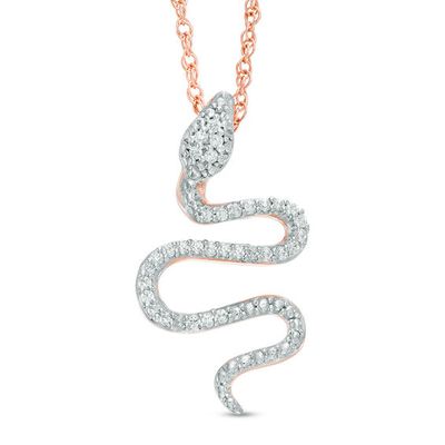 1/10 CT. T.w. Diamond Snake Pendant in 10K Rose Gold