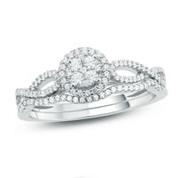 1/3 CT. T.w. Composite Diamond Frame Twist Bridal Set 10K White Gold